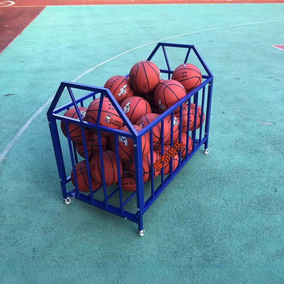 可移动篮球车幼儿园儿童篮球框足球筐带轮子玩具柜手推篮球收纳车