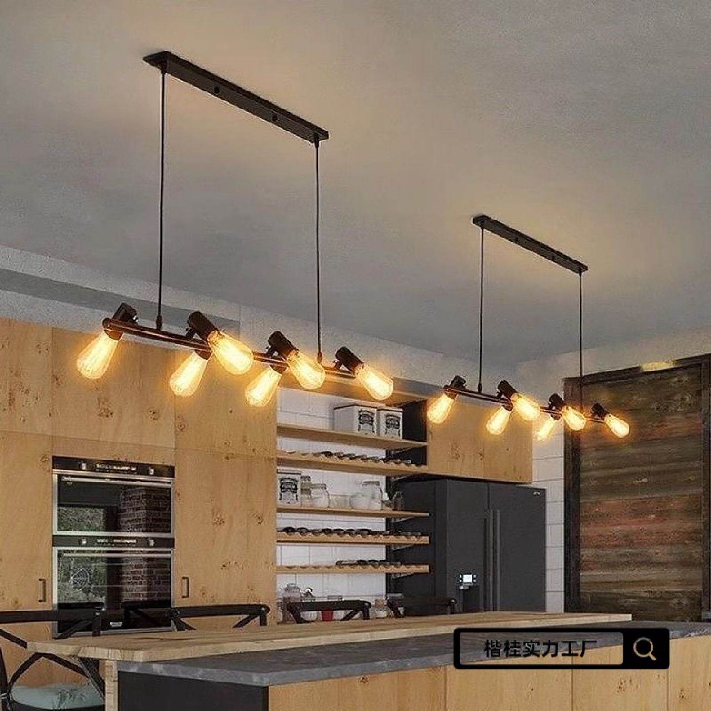 美式餐厅吊灯创意个性长条灯餐桌咖啡厅吧台收银台复古工业风灯