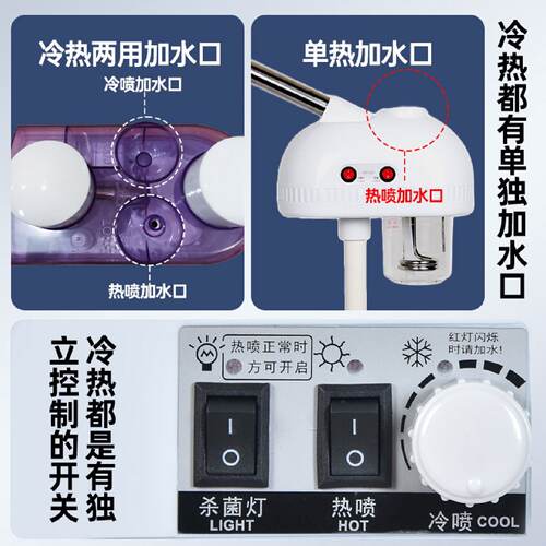 现货泰东冷热喷雾机热喷仪美容院专用家面部蒸汽补水冷热双喷蒸脸