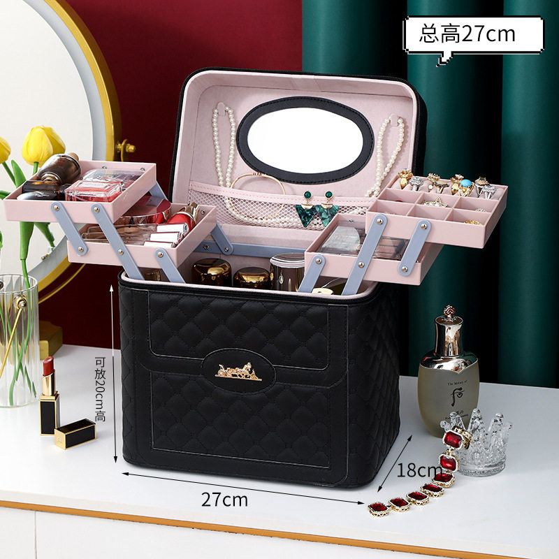 轻奢实用化妆包女高颜值便携防水化妆品收纳盒大容量化妆箱子批发