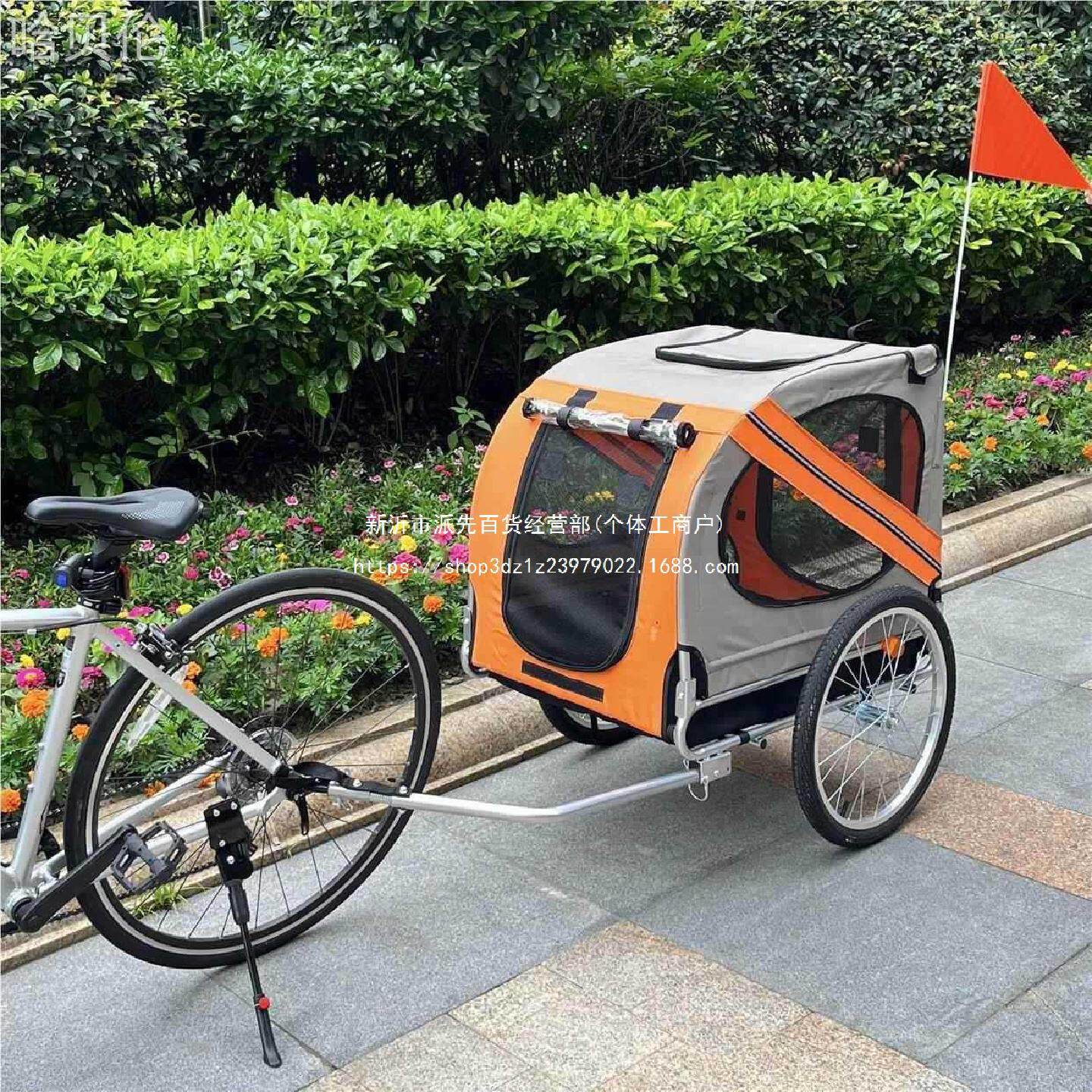 拖车行推亲子双座后挂式徒步折叠拖车山地车装备自行车儿童车骑