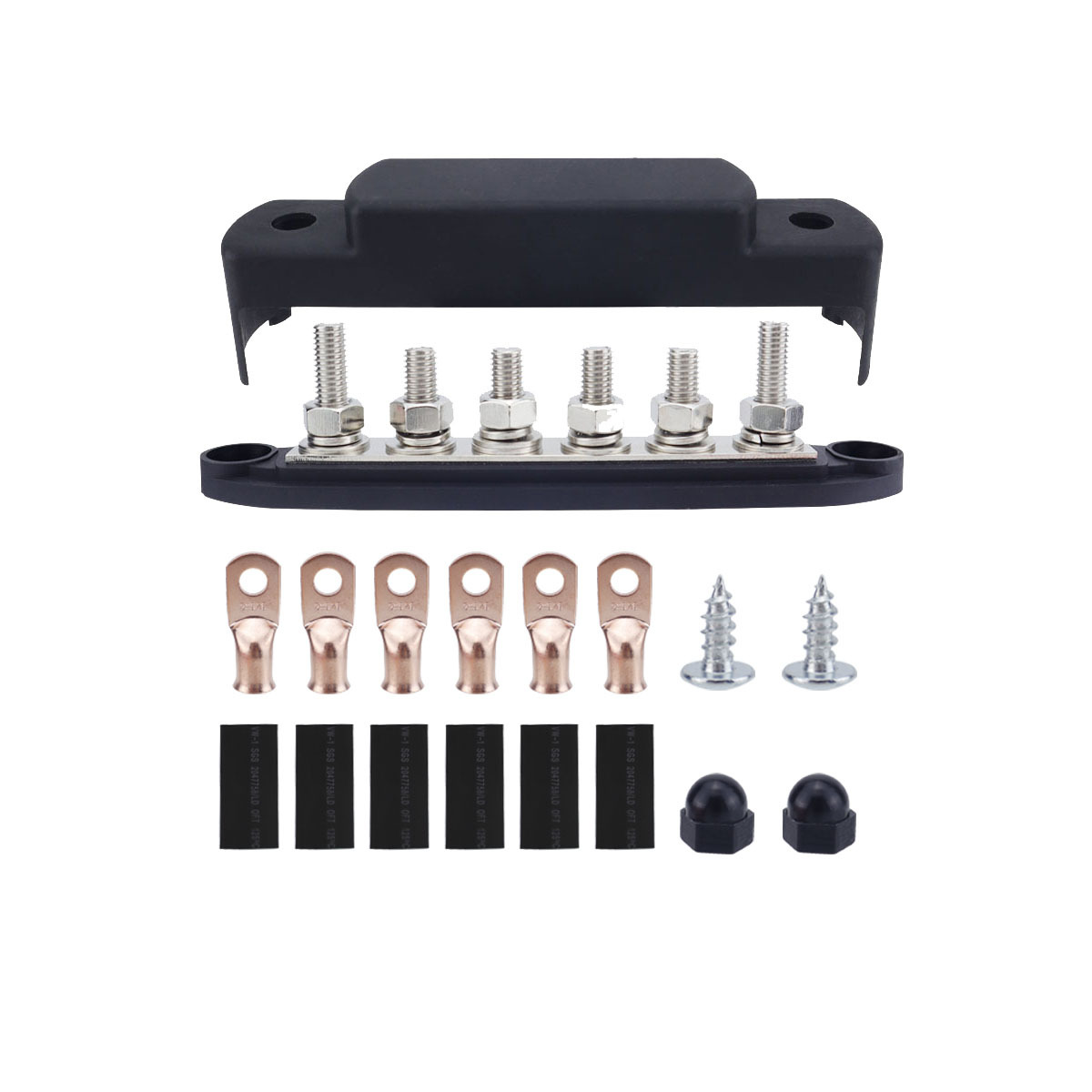 房车游艇M8尼龙底座汇流排汽车6柱汇线排防水防尘盖接线铜排