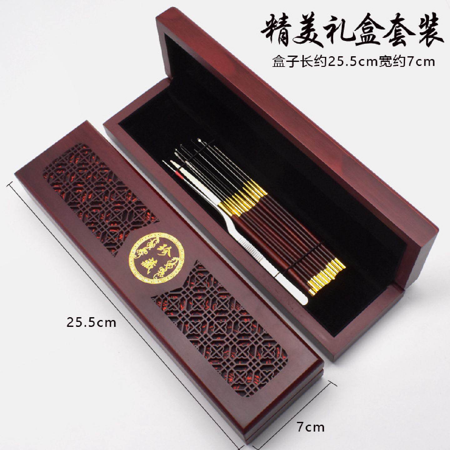 采耳工具套装红木柄耳勺云刀耳圈蘑菇头卷棉棒紫颤木工具盒