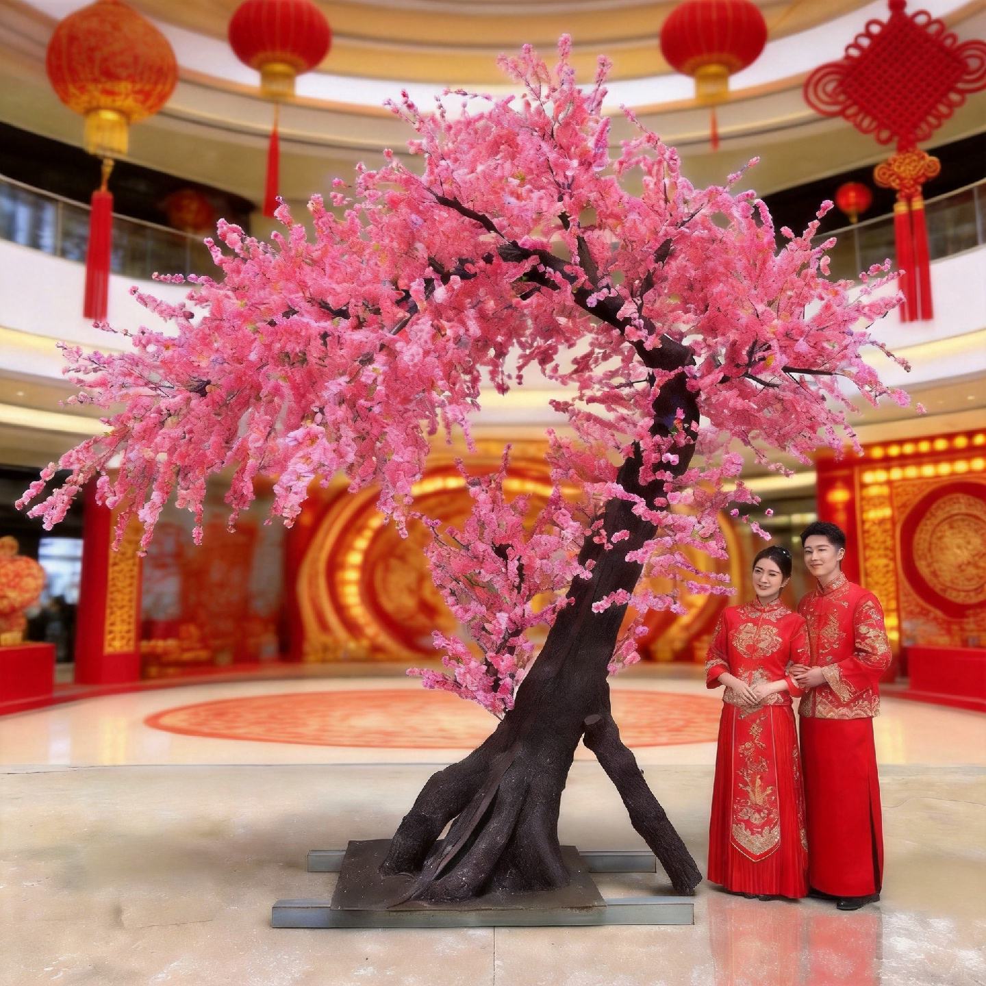 仿真桃花树新年装饰假桃树过年红包树许愿树大型仿真植物商场摆设
