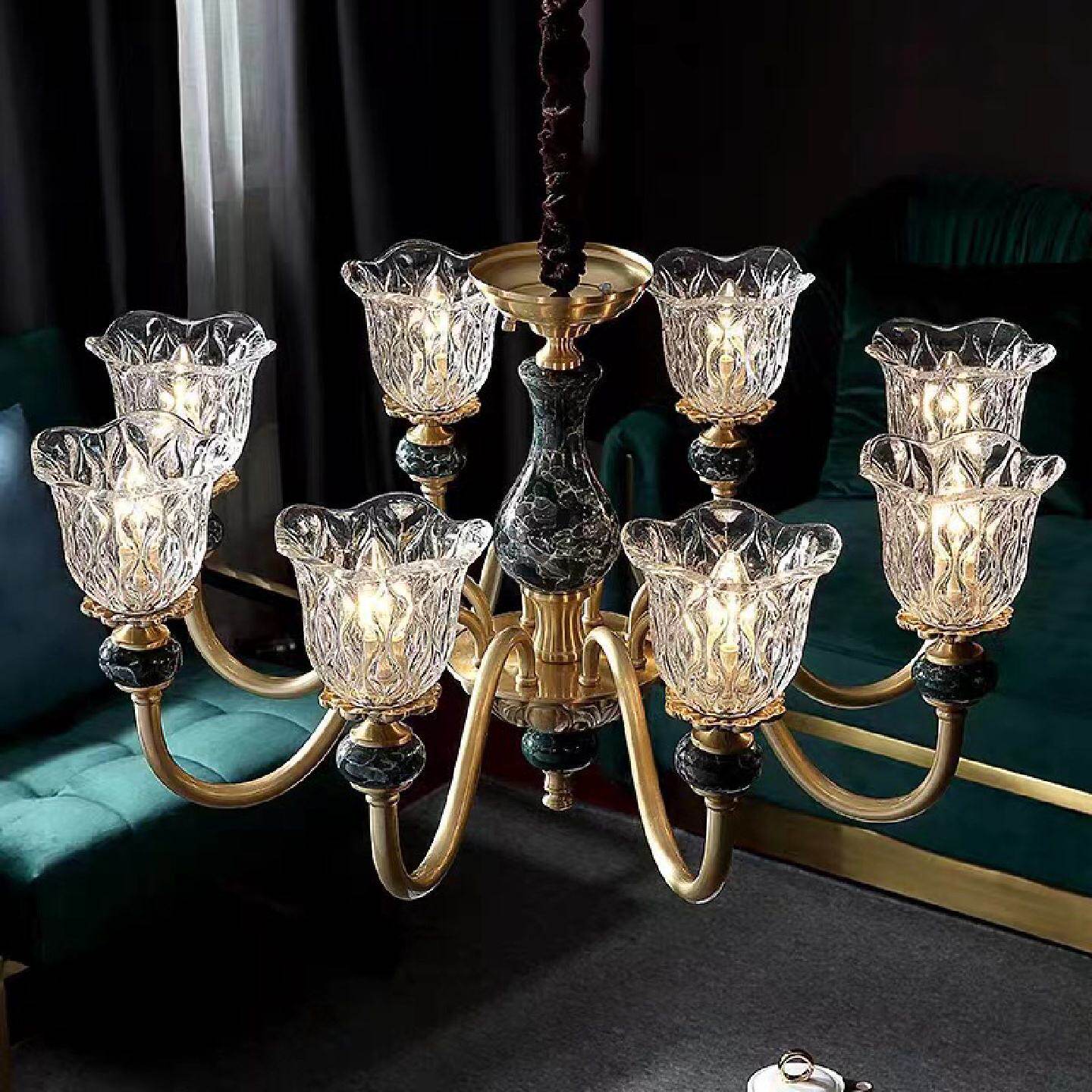 全铜陶瓷美式吊灯创意个性欧式餐厅温馨浪漫卧室简约大气客厅灯具