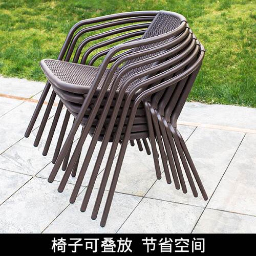 户外桌椅藤椅带伞三件套组合花园阳台休闲小茶几室外露天庭院桌椅