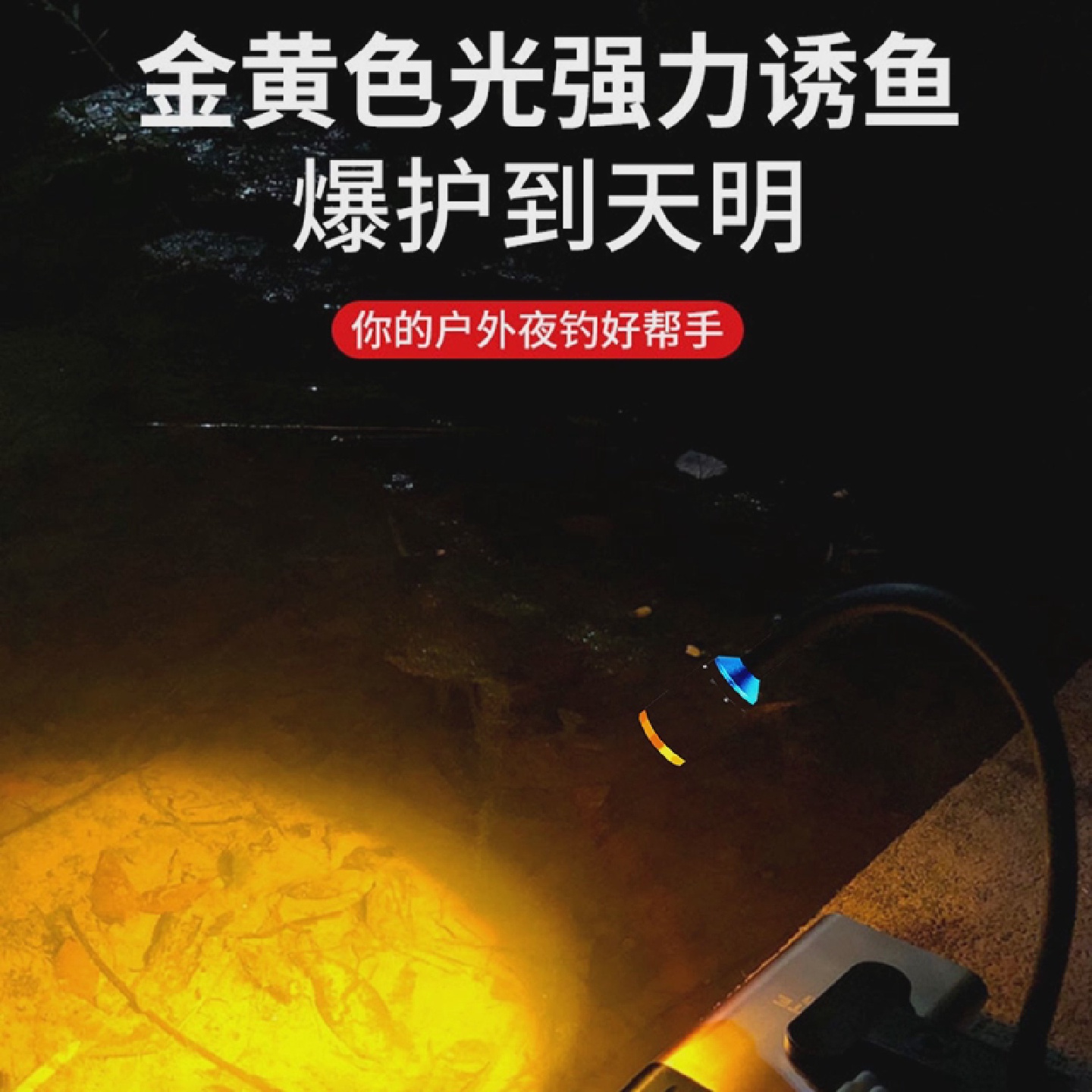 狼堡筏钓专用灯夹子灯夜钓灯单头灯竿稍灯黄光蓝光钓鱼灯诱鱼灯8W