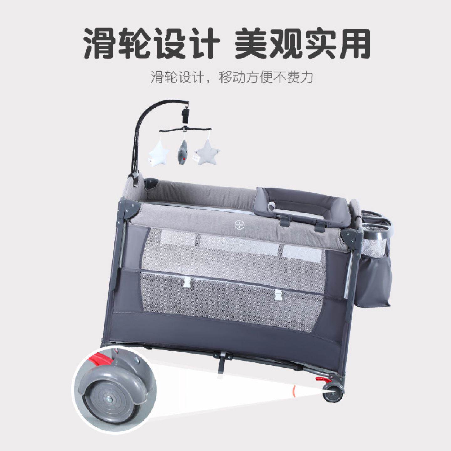 升降折叠婴儿床可拼接大床多功能床边床新生儿宝宝游戏床边床批发