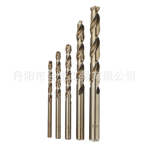 M35含钴烤黄全磨高速钢麻花钻头组套装4-10mm不锈钢板开孔打眼