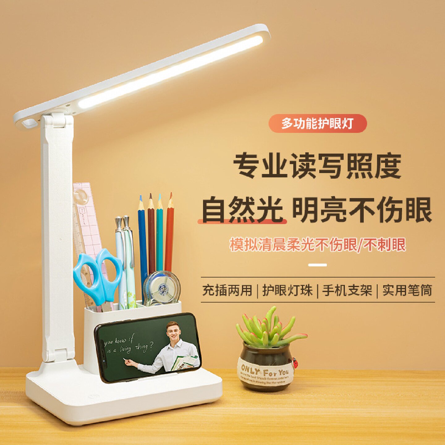 创意礼品台灯护眼led充插电两用折叠旋转宿舍卧室学习专用阅读灯