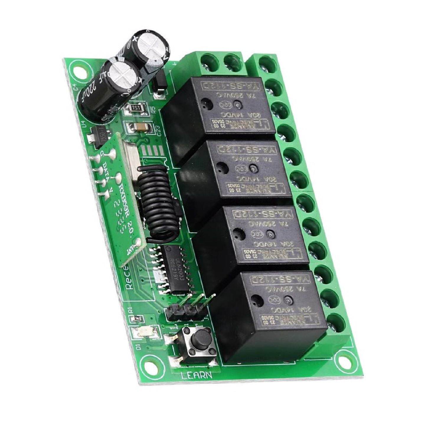 防水无线遥控开关12伏学习型直流四路智能灯具电机控制模块继电器