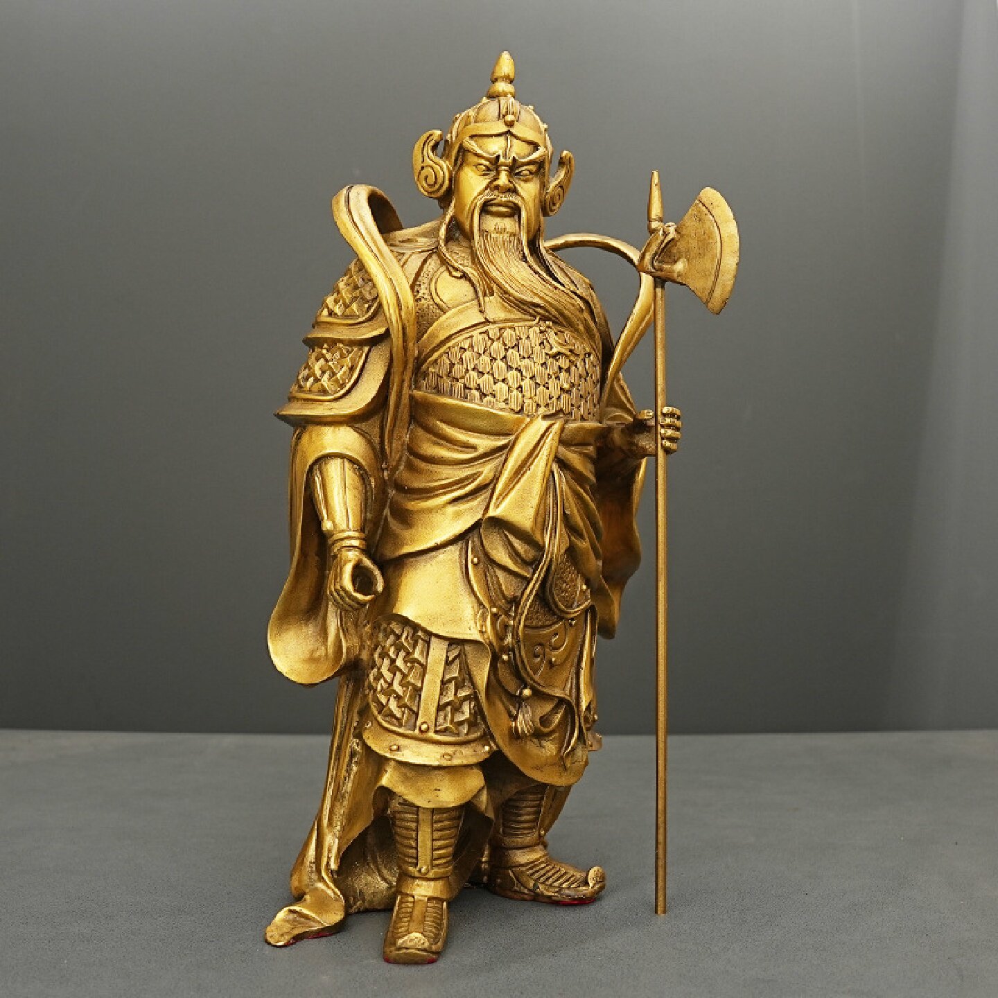 黄铜哼哈二将摆件尉迟恭秦琼像店铺开业送礼门神飘带关公韦陀像T