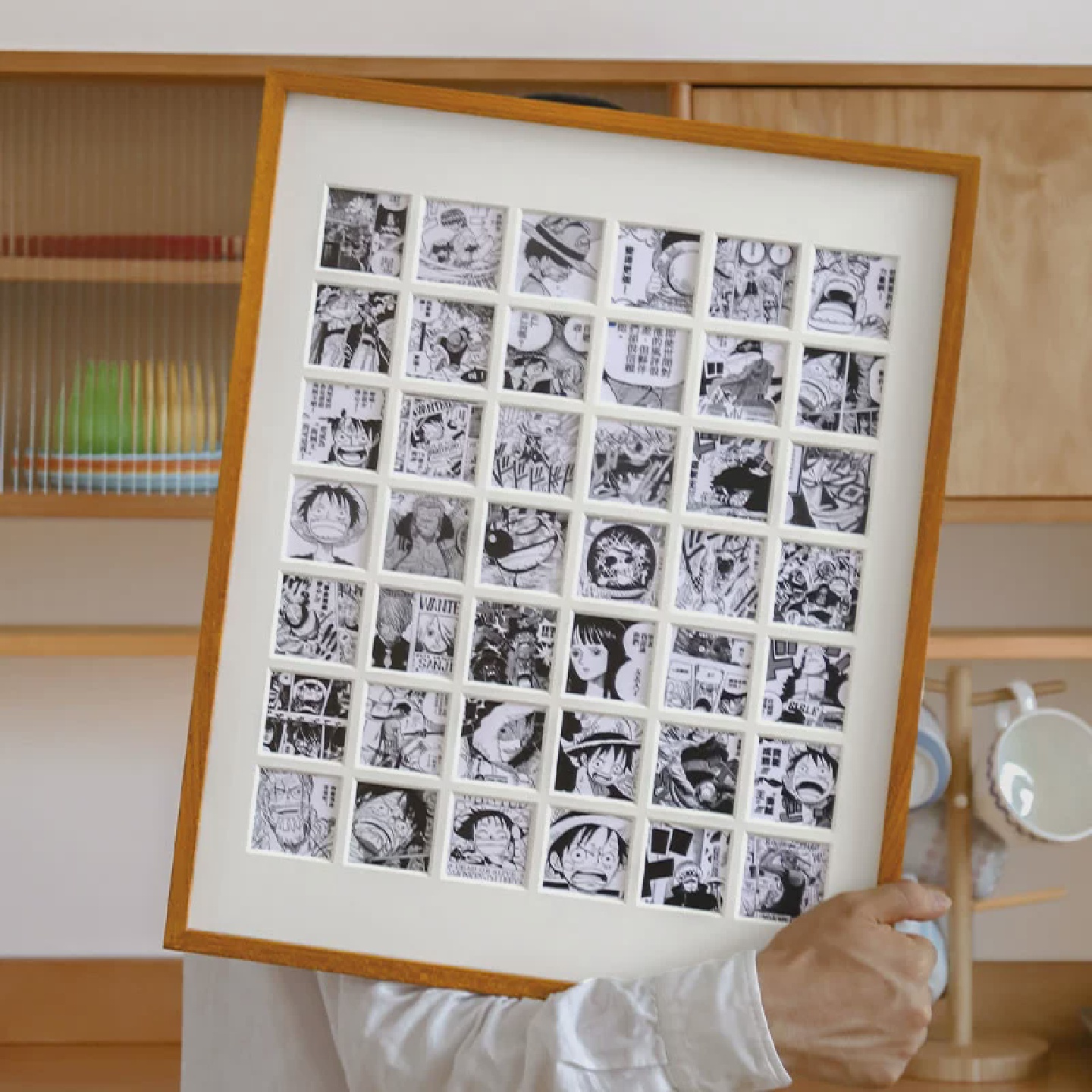 挂墙48宫格相框照片实木装裱宝宝定制画画框定制儿童成长展示照片