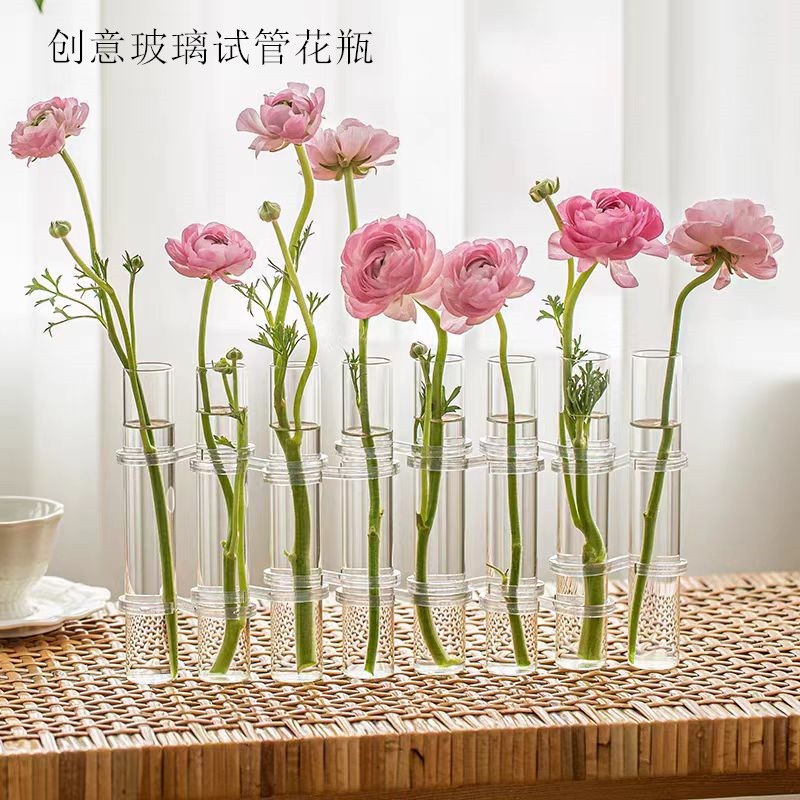 创意试管花瓶ins风水培植物器皿插花玻璃管客厅办公室桌面摆件