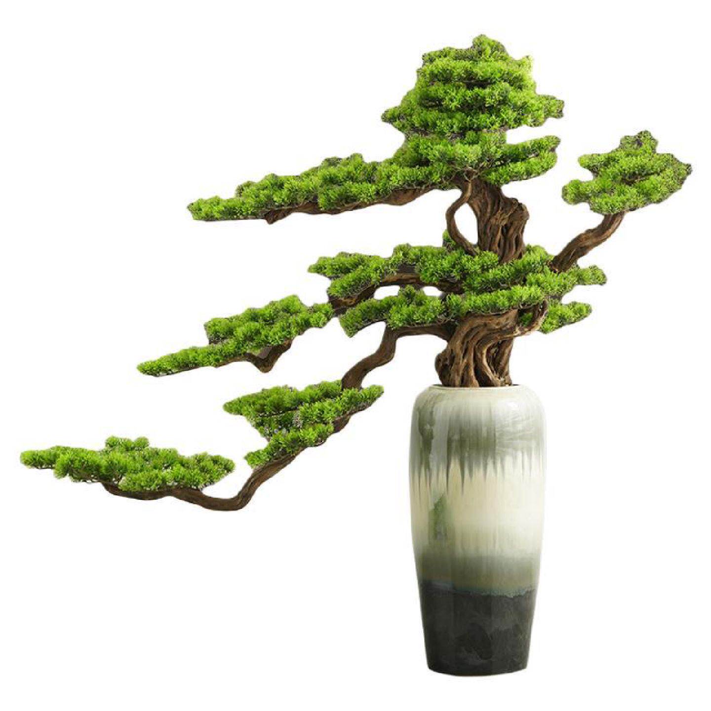 新中式仿真迎客松茶室酒店大堂玄关装饰大型落地绿植假树造景摆件