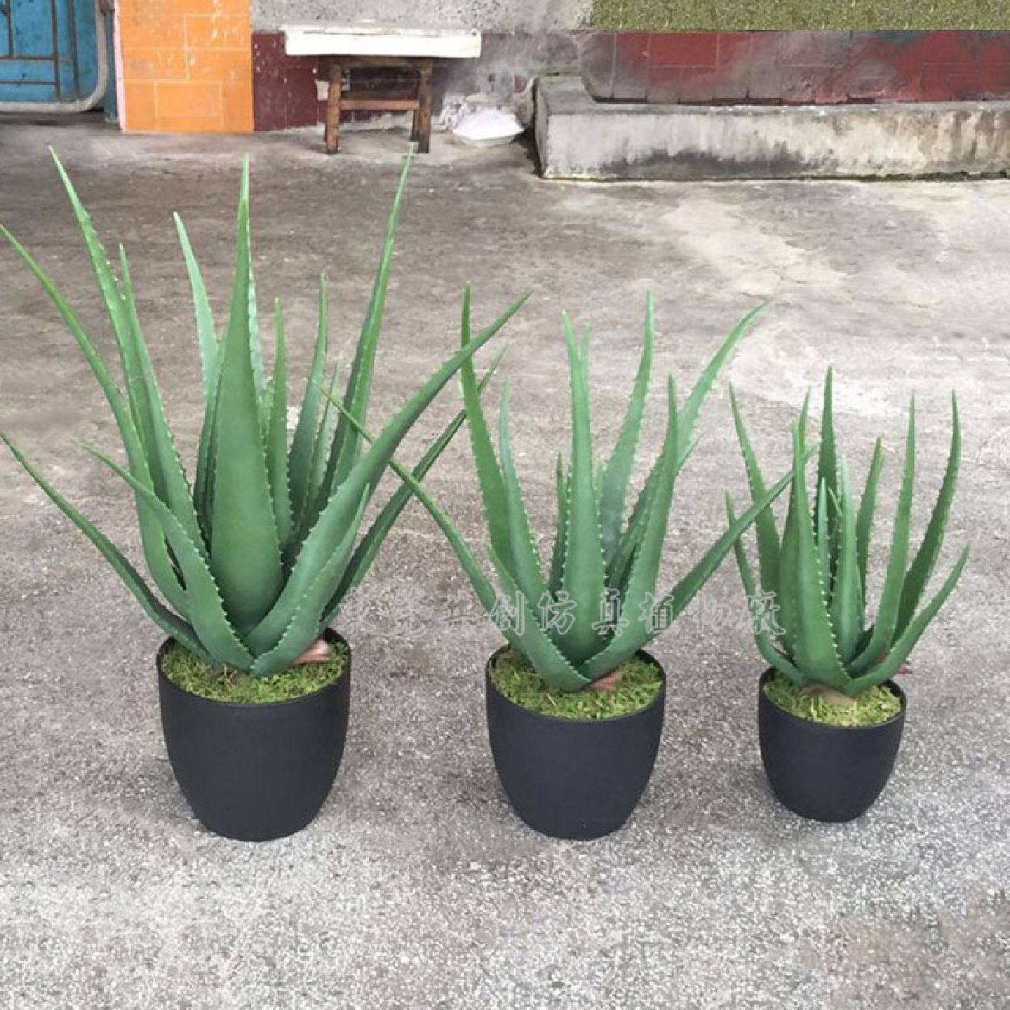 供应仿真芦荟人造多肉植物盆栽PVC小绿植客厅办公室假树翠叶