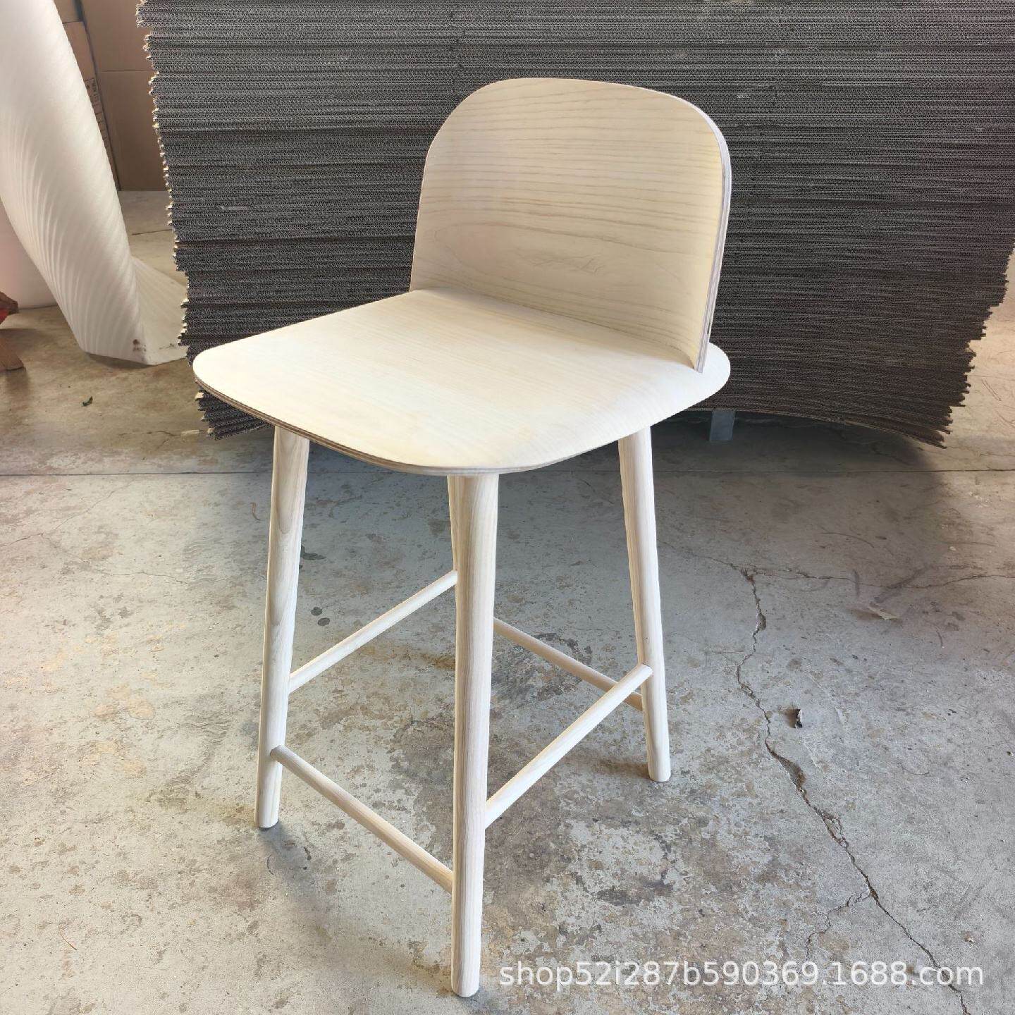 北欧吧台椅高脚凳原木时尚创意网红咖啡厅奶茶店高凳子实木餐椅