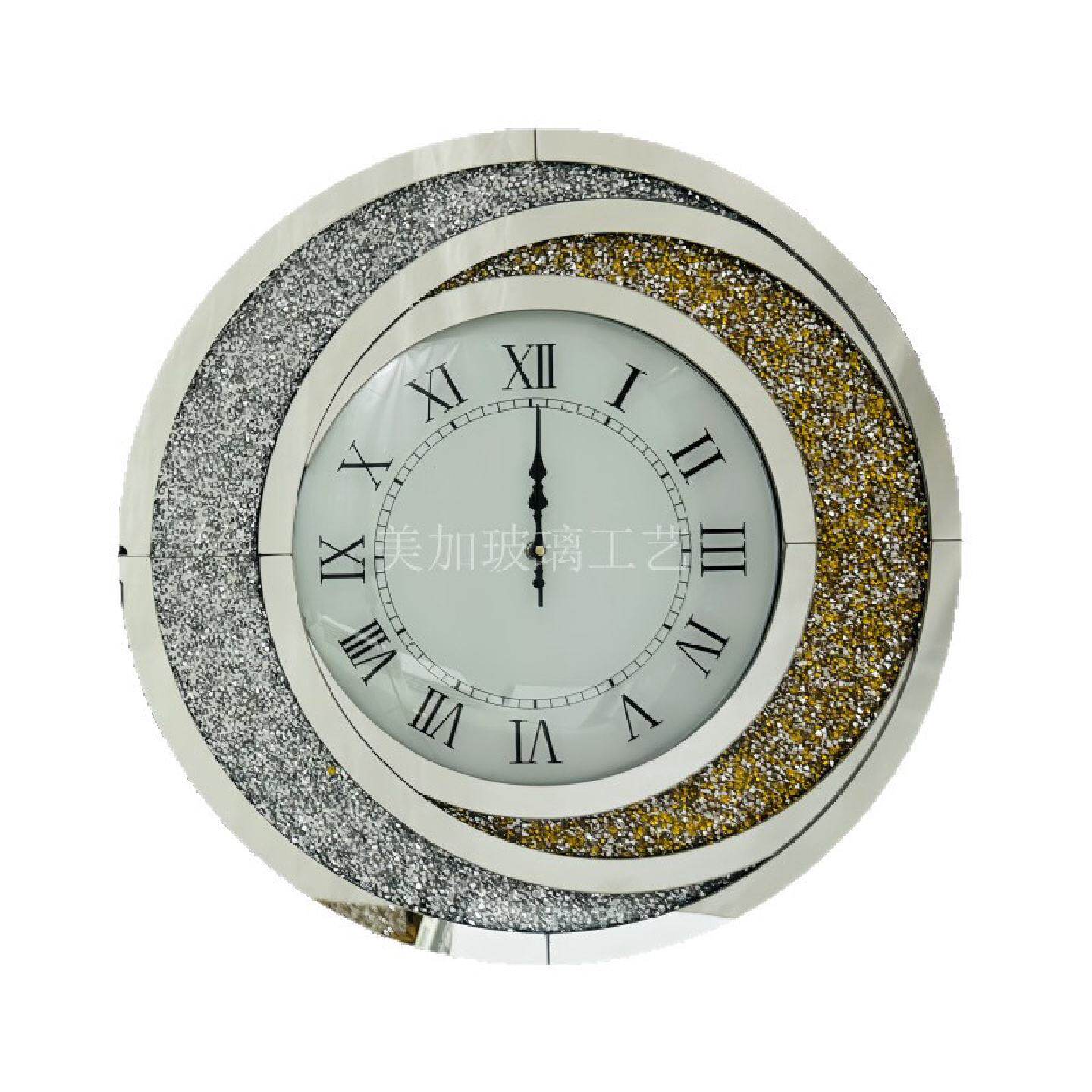 北欧轻奢镶钻拼镜艺术装饰钟壁钟挂钟客厅酒店房间卧室餐厅