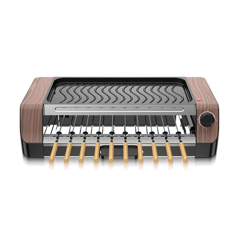 家用无烟双层烤炉电烤盘家用烤串炉室内烤自动旋转烧烤炉电烧烤炉