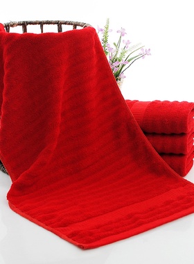 厂家批发大红色竹纤维浴巾 加厚柔软500克礼品装情侣浴巾结婚回礼