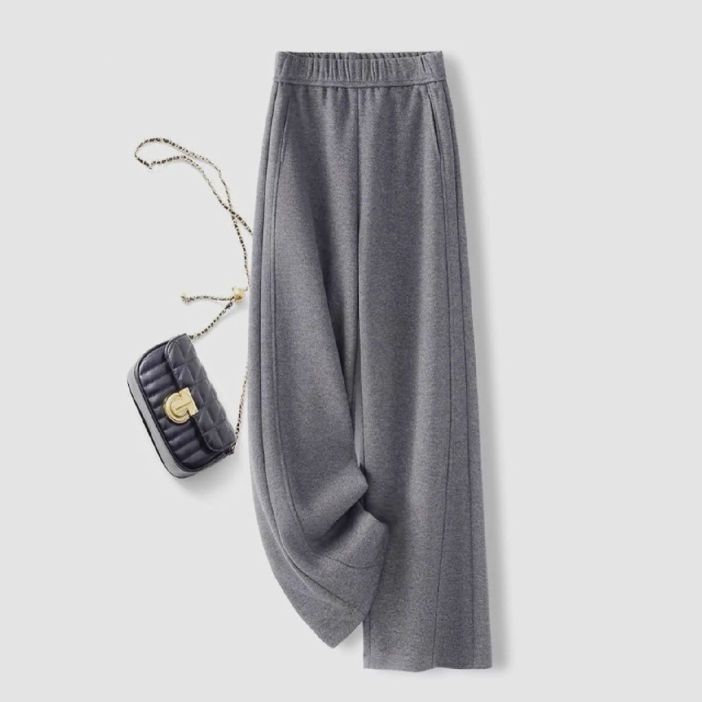 庭雪女裤【专柜品质】米白色轻奢阔腿裤女秋冬2025新款