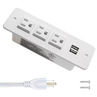 嵌入式酒店桌面家具美标插座AC3B孔办公书柜床头暗装USB电源排插