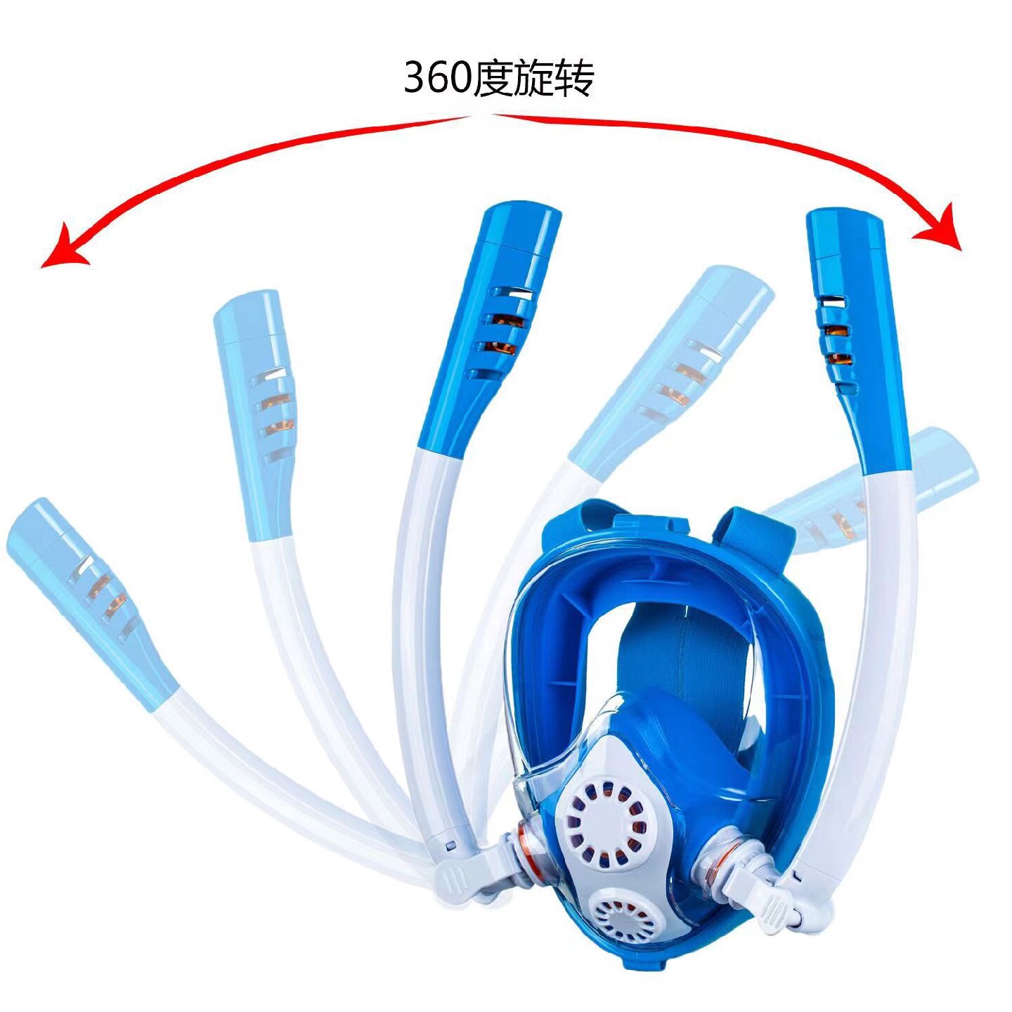 工厂直销浮潜三宝儿童专用游泳面具全脸双管硅胶面罩防雾防呛水
