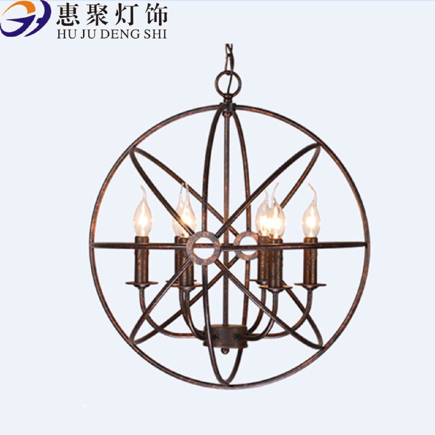 loft创意个性美式复古餐厅吊灯工业风漫咖啡厅书房圆形铁艺吊灯