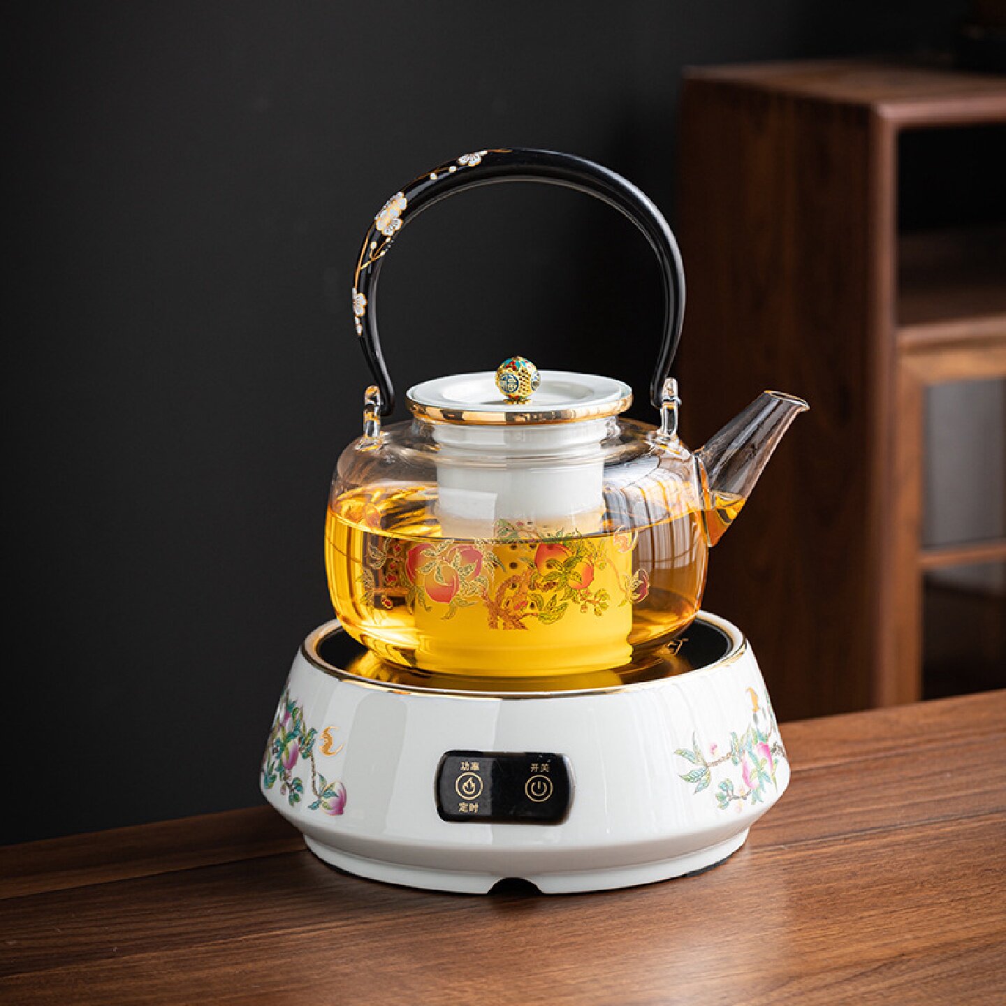 珐琅彩电陶炉电茶炉触控蒸汽煮茶底座智能烧水壶手柄提梁壶煮茶器