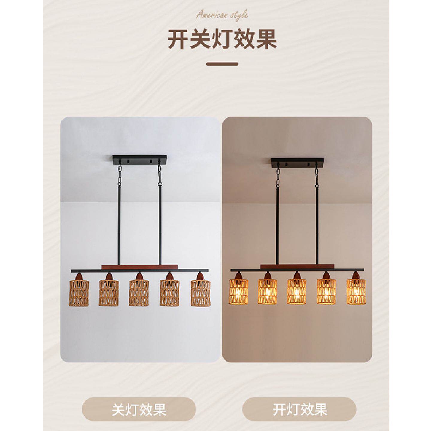 复古工业风长条木头餐厅天花板吊灯简约高级感射灯吧台灯具批发