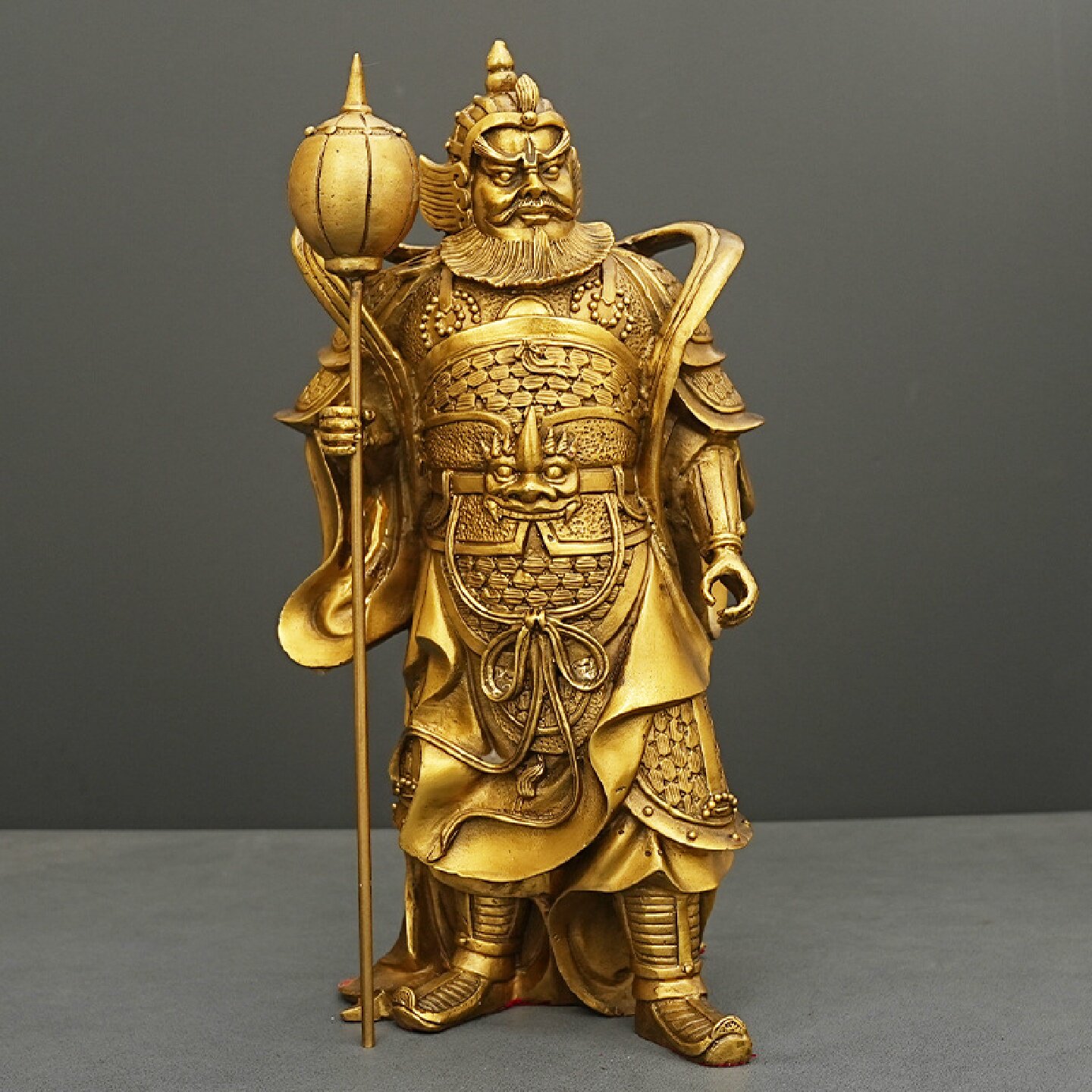 黄铜哼哈二将摆件尉迟恭秦琼像店铺开业送礼门神飘带关公韦陀像T