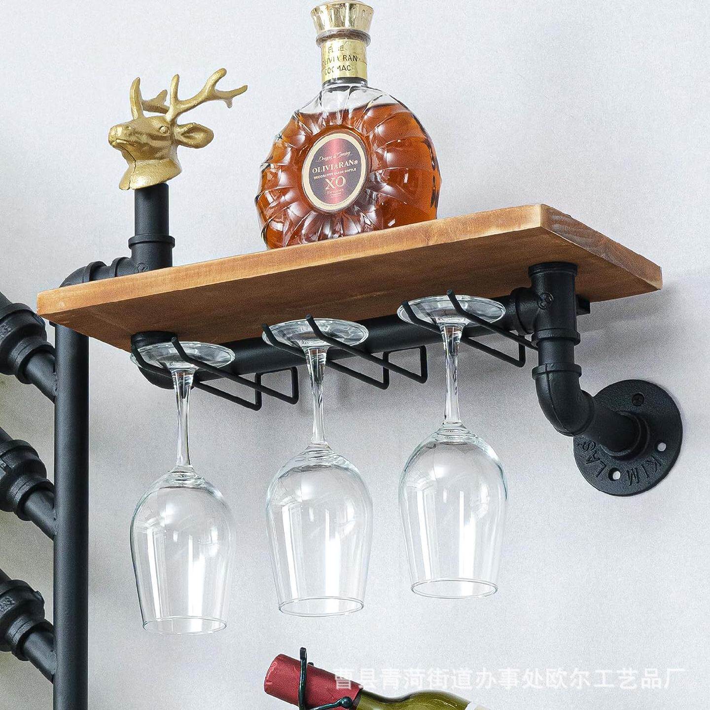 工业风格壁挂式葡萄酒架红酒展示架家用墙上红酒摆放储物架酒架