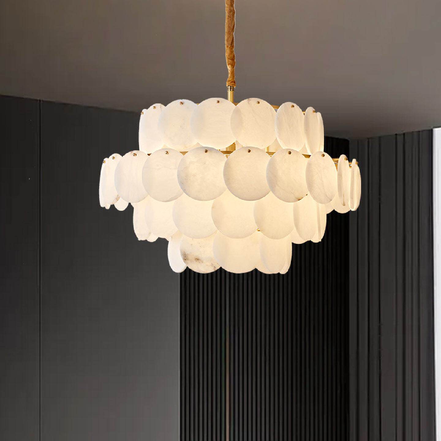 现代简约大气轻奢客厅天然云石吊灯设计师卧室餐厅复式楼大厅灯具