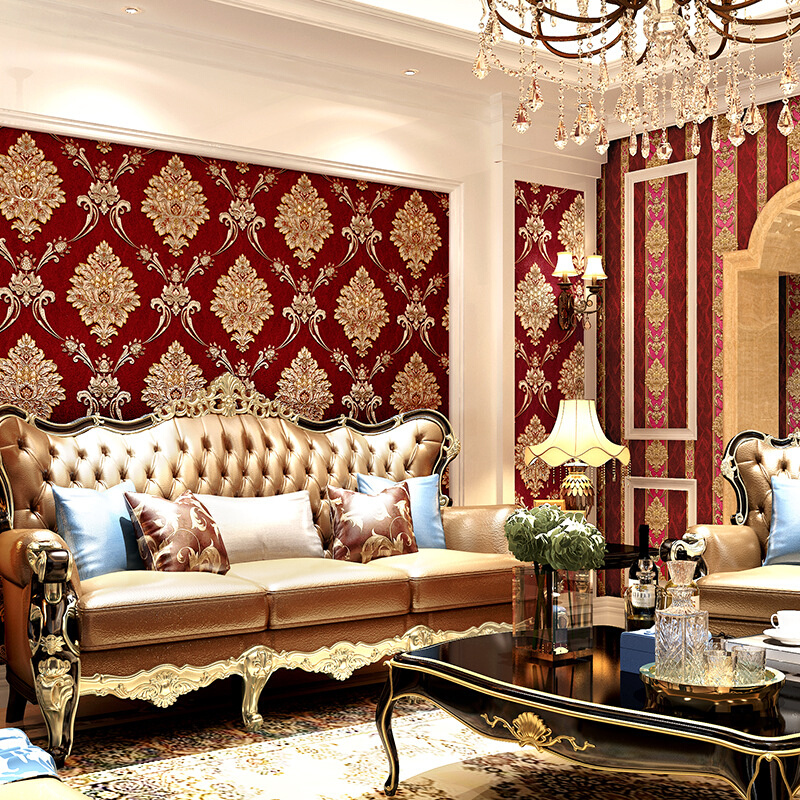 d立体欧式壁纸奢华高档卧室房间温馨客厅竖条纹大气电视背景墙纸