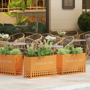 铁艺隔断户外花架商业街奶茶店室外绿植花箱市政商业街露天花箱