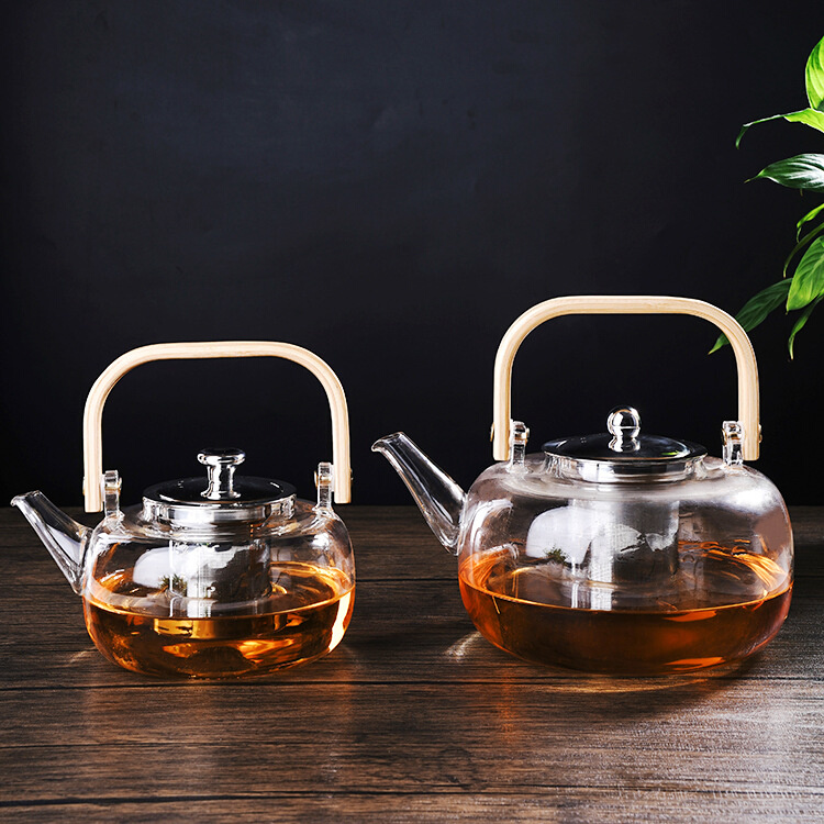 高硼硅提梁煮水h壶煮茶壶耐高温蒸煮耐热烧茶壶加厚玻璃茶具电陶
