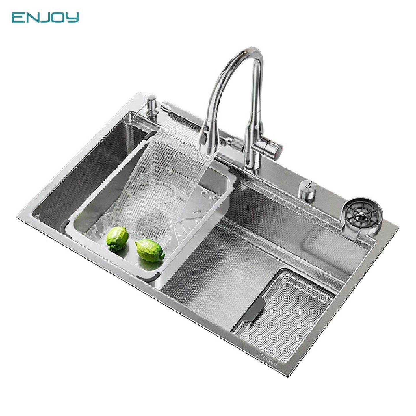 洗碗机替换超大尺寸单槽304不锈钢水槽厨房洗碗槽原色压纹洗菜盆