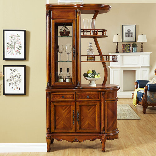 美式实木酒柜隔断柜客厅进门玄关柜双面欧式入户间厅柜风屏储物鞋