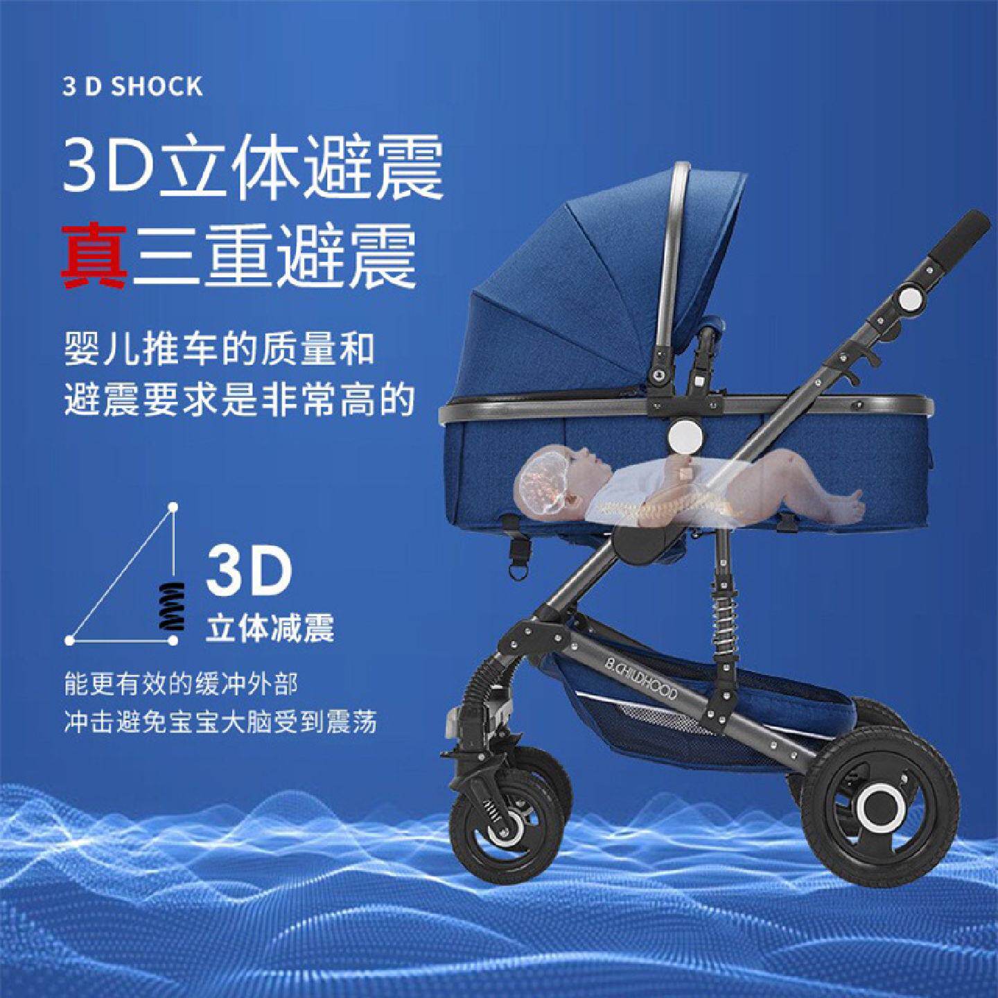 婴儿推车双向高景观可坐可躺轻便折叠避震新生幼儿宝宝儿童手推车