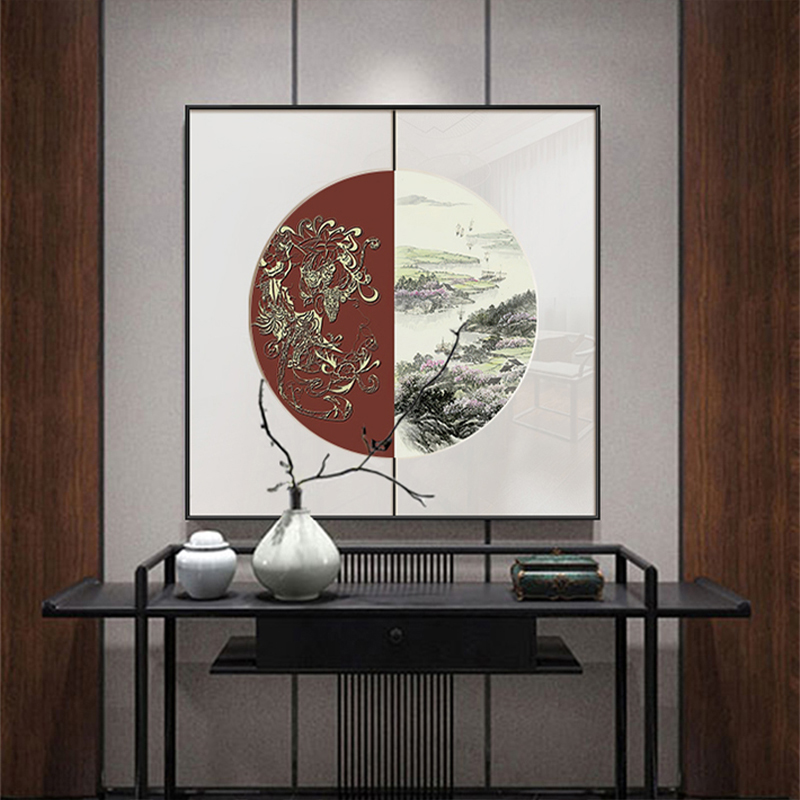 新中式禅意装饰画客厅沙发背景墙壁画国画组合软装样板房茶室挂画
