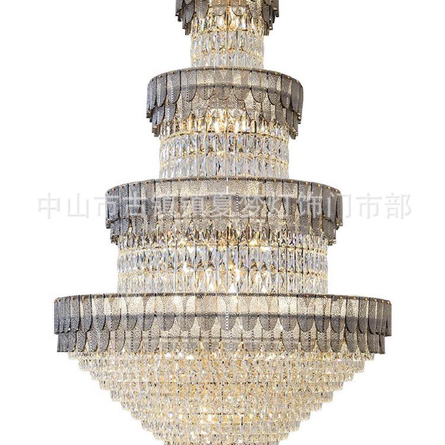 复式楼大吊灯别墅挑空客厅水晶灯现代轻奢楼中楼跃层大厅挑高灯具