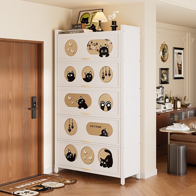鞋柜家用门口收纳柜一体靠墙入户钢制多层鞋柜大容量超大铁皮鞋架