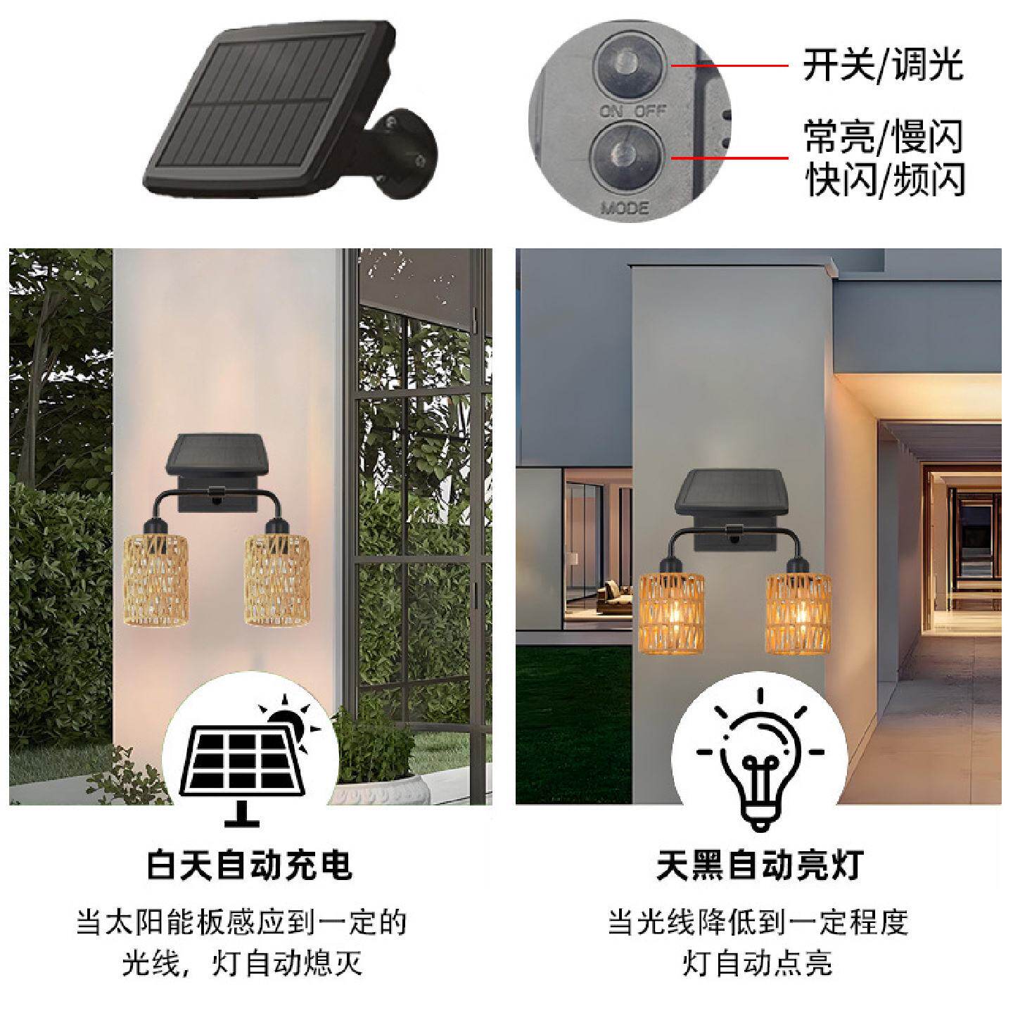 户外壁灯外部防水现代壁灯灯具工业前门廊灯哑光黑色防锈户外灯