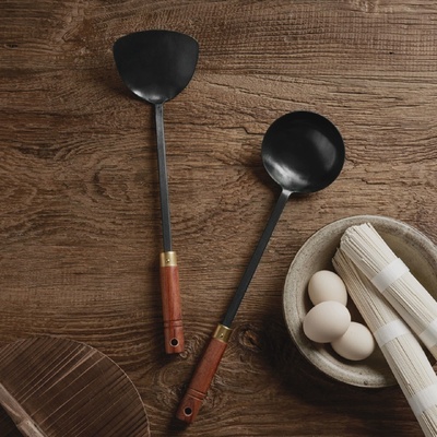 铁娃公社锅铲家用手工铁铲炒菜铲子勺子耐高温木柄把手锅勺套装