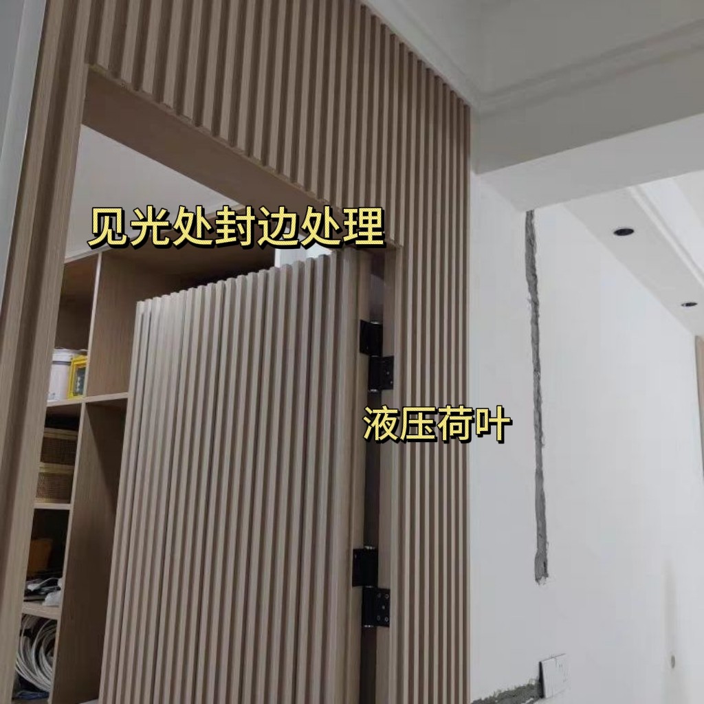 实木格栅一体隐形门电视背景墙格栅卧室门木饰面隐藏暗门客厅定制