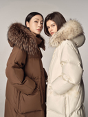 清仓 外套潮 可拆卸连帽长款 爆款 超大貉子毛90白鸭绒羽绒服女冬季