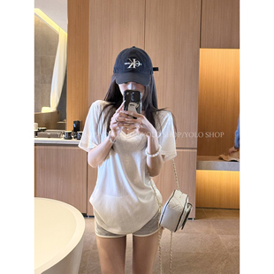 T恤上衣 回归舒适2.0莱赛尔松弛感雪花纹V领宽松简约短袖 LIL CHER