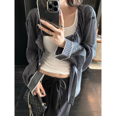 设计款袖口蕾丝边防晒衫上衣外套