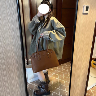 LIL CHER气氛图书馆双面可穿黑白格高品天丝宽松慵懒风衣外套新款