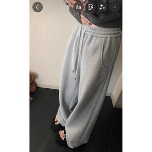 裤 美式 wang 复合加绒百搭不挑人松紧腰抽绳灰色卫裤 LIL 新款 CHER
